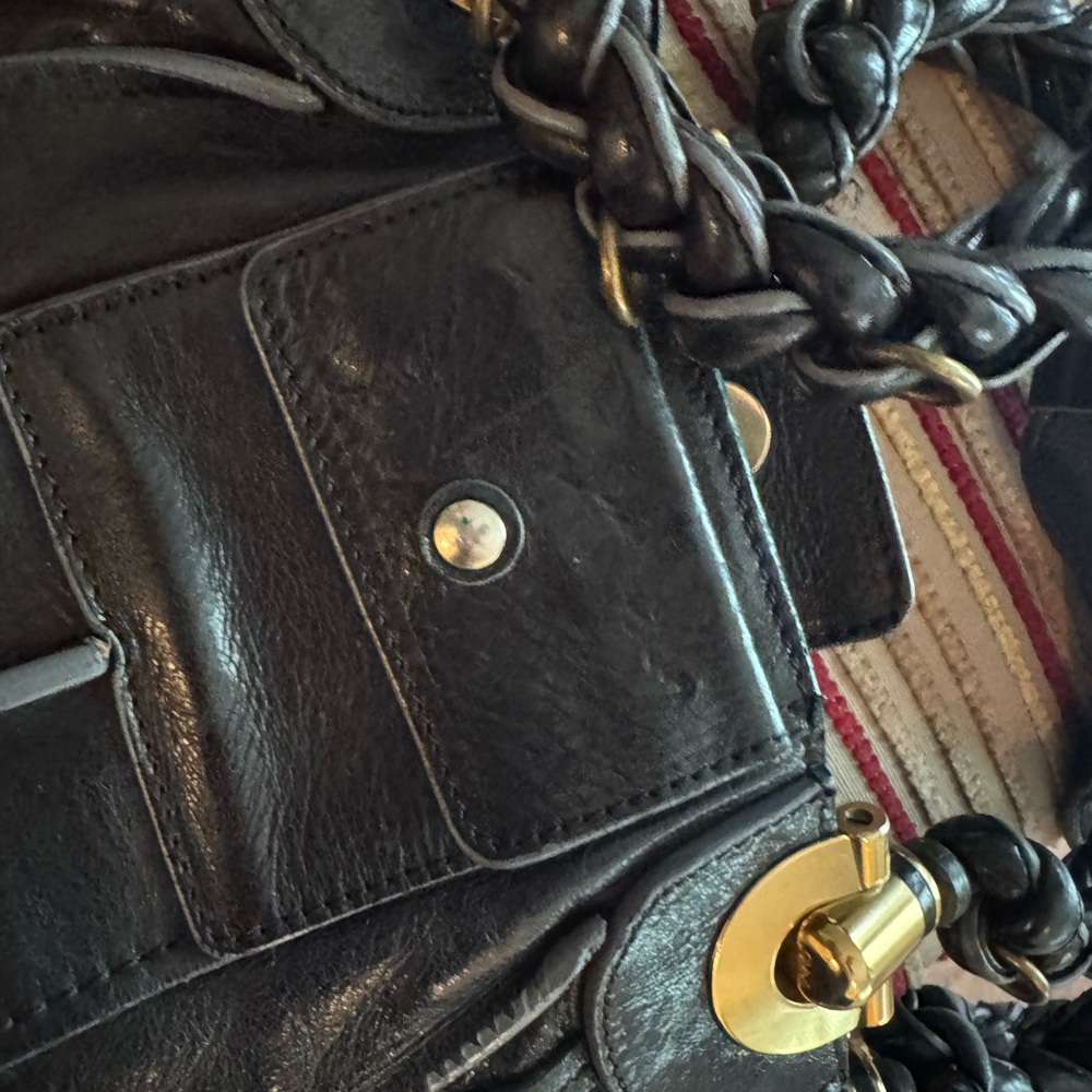 Chloe Heloise Black Leather Tote with Gold Accents - Picture 8 of 13